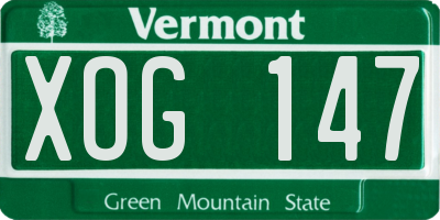 VT license plate XOG147