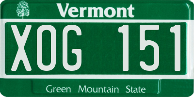 VT license plate XOG151
