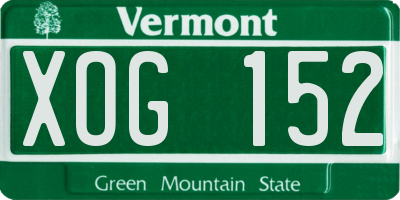 VT license plate XOG152