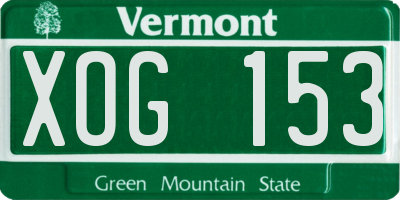 VT license plate XOG153