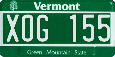 VT license plate XOG155
