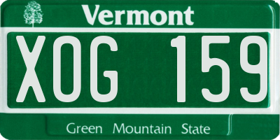 VT license plate XOG159