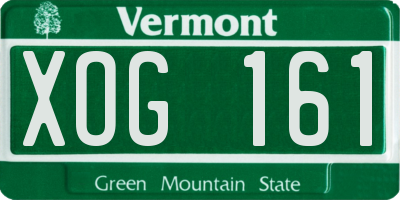 VT license plate XOG161