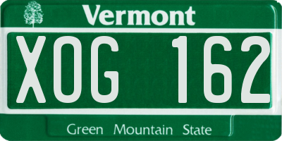 VT license plate XOG162