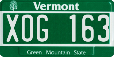 VT license plate XOG163