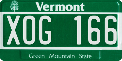 VT license plate XOG166