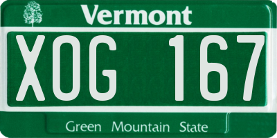 VT license plate XOG167