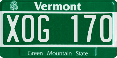 VT license plate XOG170