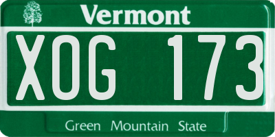VT license plate XOG173