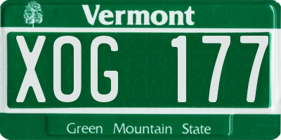 VT license plate XOG177