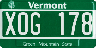 VT license plate XOG178