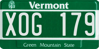 VT license plate XOG179
