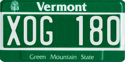 VT license plate XOG180