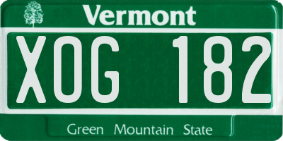 VT license plate XOG182