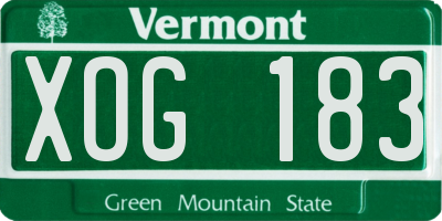 VT license plate XOG183