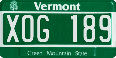VT license plate XOG189