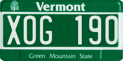 VT license plate XOG190