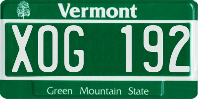 VT license plate XOG192