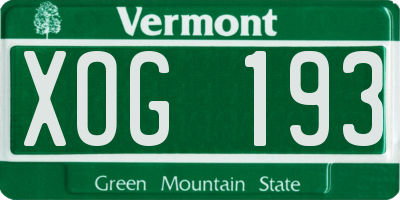 VT license plate XOG193