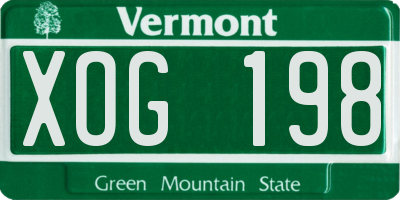 VT license plate XOG198