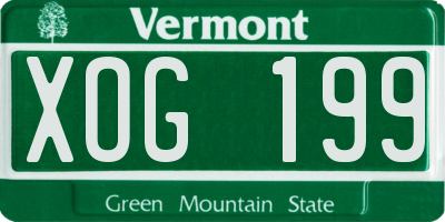 VT license plate XOG199