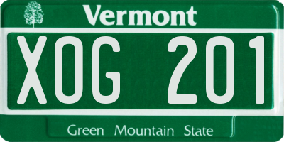 VT license plate XOG201