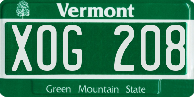 VT license plate XOG208