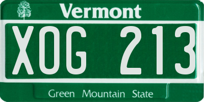 VT license plate XOG213