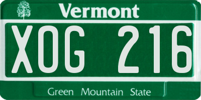 VT license plate XOG216