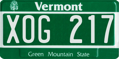 VT license plate XOG217
