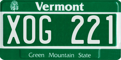 VT license plate XOG221