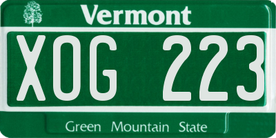 VT license plate XOG223