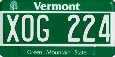 VT license plate XOG224
