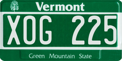 VT license plate XOG225