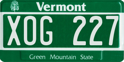 VT license plate XOG227