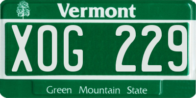 VT license plate XOG229