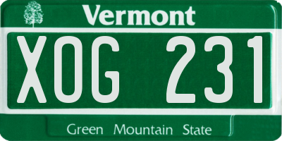 VT license plate XOG231
