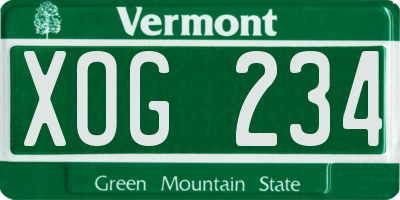VT license plate XOG234