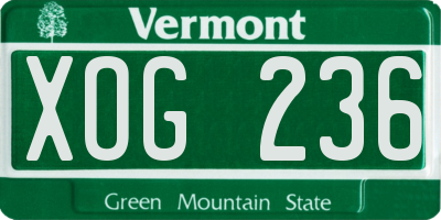 VT license plate XOG236