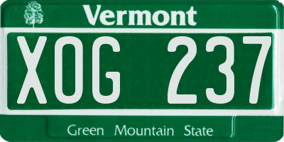 VT license plate XOG237