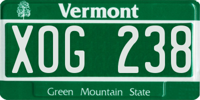 VT license plate XOG238