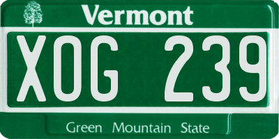 VT license plate XOG239
