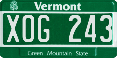 VT license plate XOG243