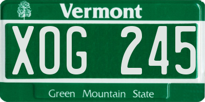 VT license plate XOG245