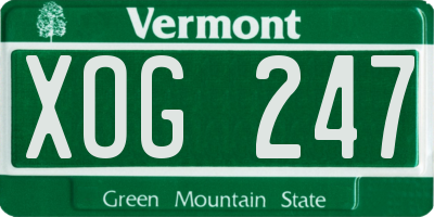 VT license plate XOG247