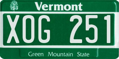 VT license plate XOG251