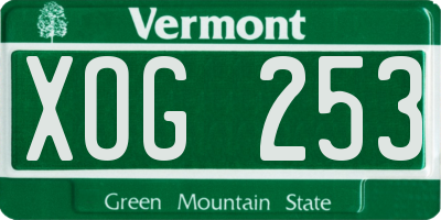 VT license plate XOG253