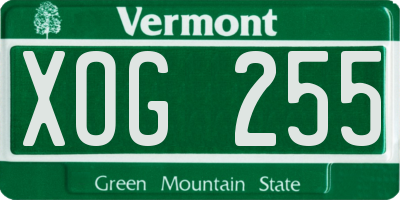 VT license plate XOG255