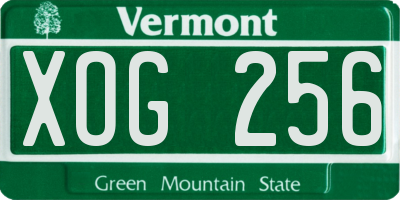 VT license plate XOG256