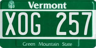 VT license plate XOG257